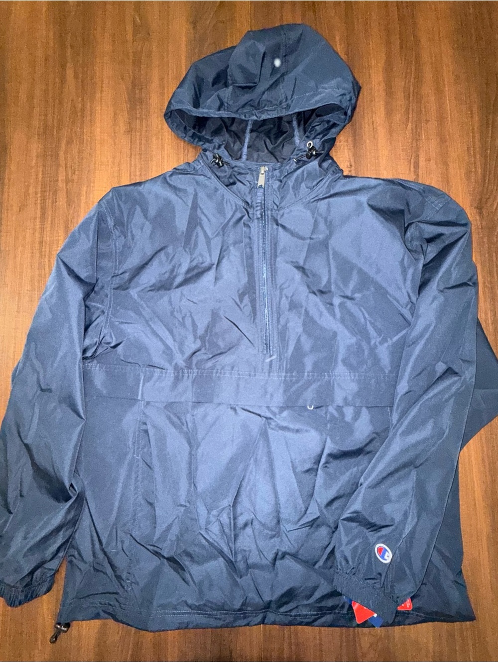 Champion Navy Pullover Windbreaker Jacket with Hood